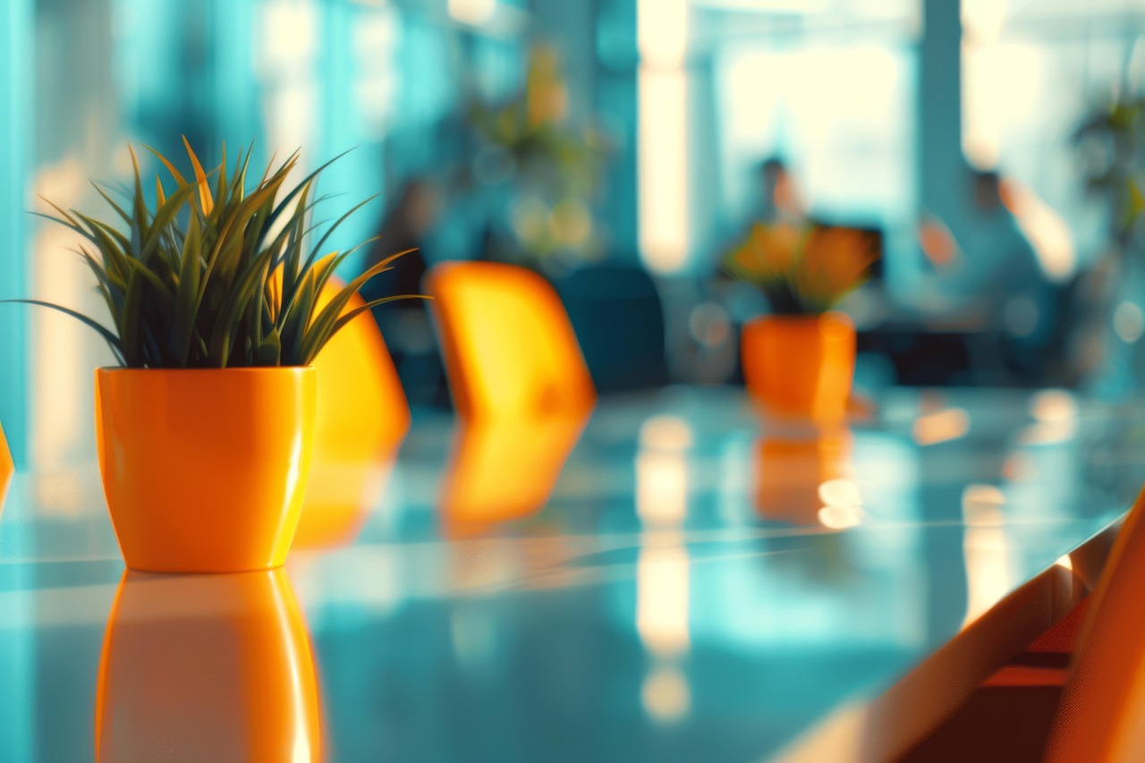 plant on a conference table