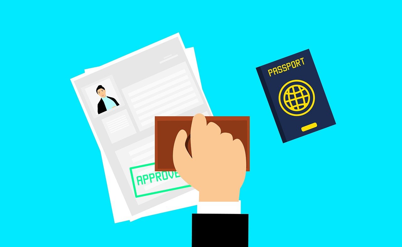 Approved visa application with passport