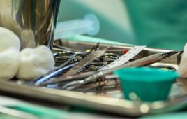 surgical instruments on a trary